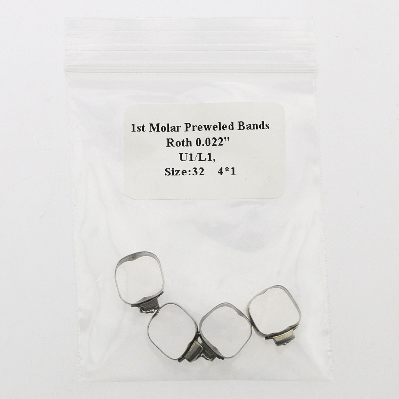 Dental 1st Molar Bands Roth 022 Plain #29-44 Band Buccal Tube U1L1 Lingual Cleat