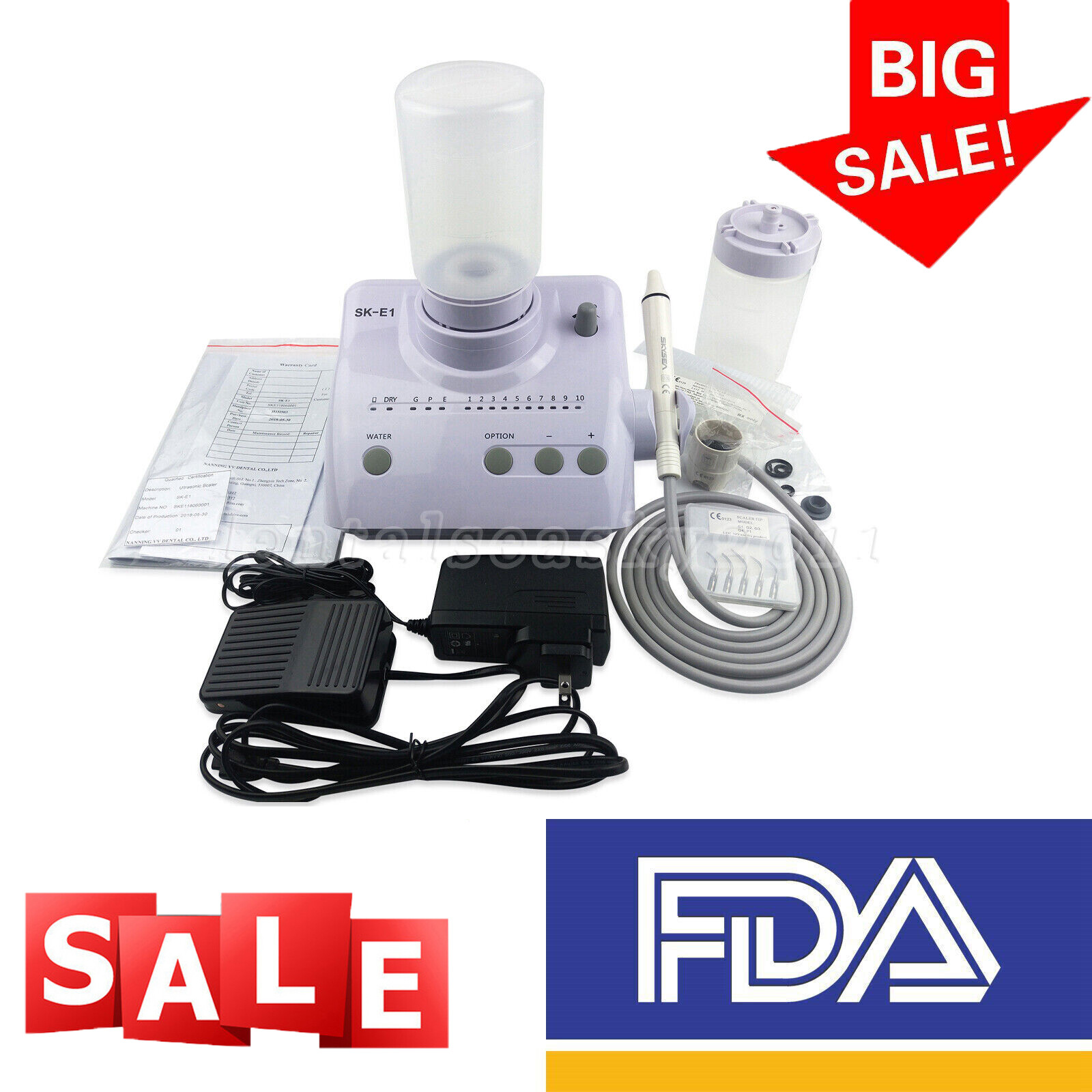 FDA Dental Portable Ultrasonic Piezo Scaler 2*Bottles fit Cavitron EMS Handpiece