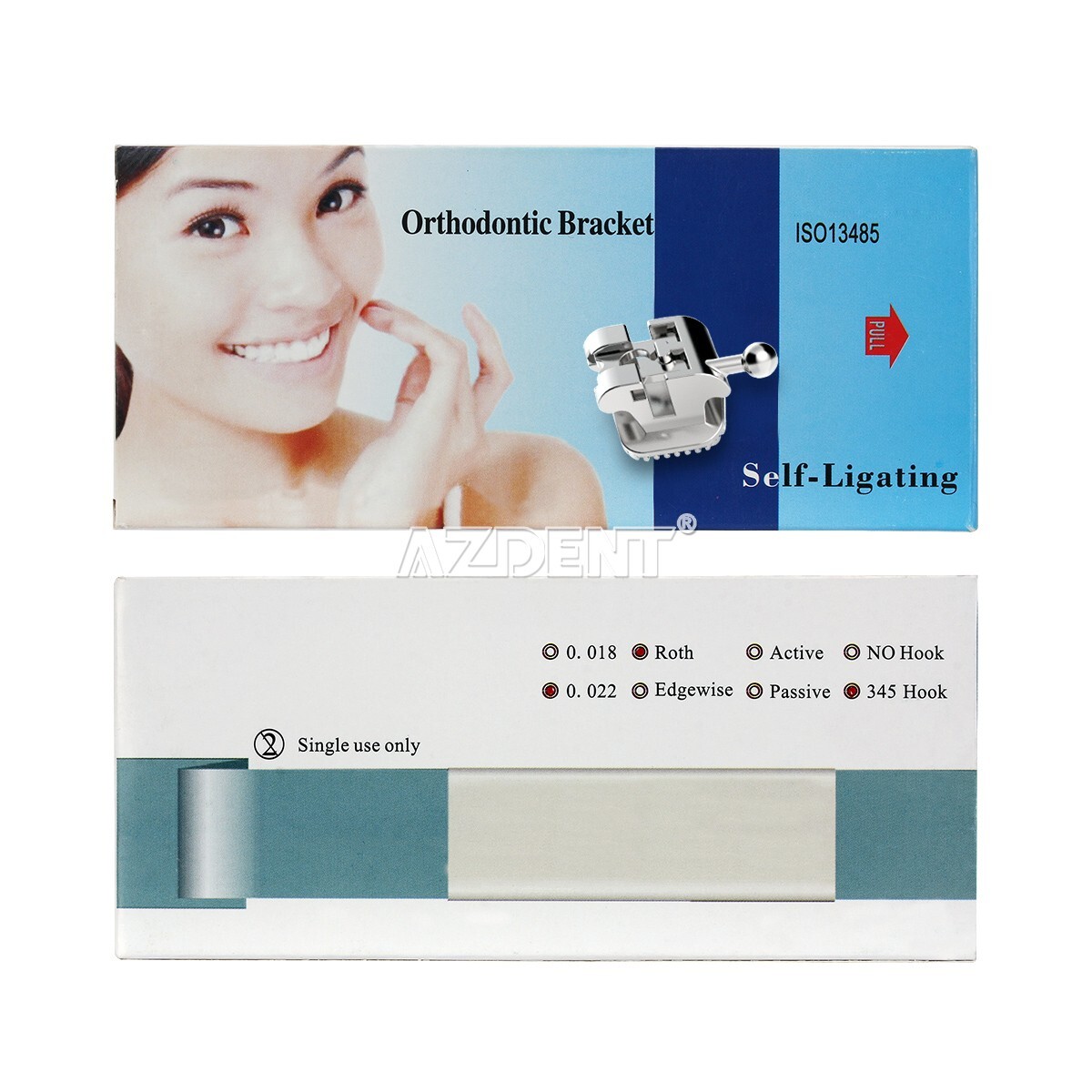 Dental Orthodontic Passive Self-Ligating Brackets Braces Roth.022 Hooks 3,4,5