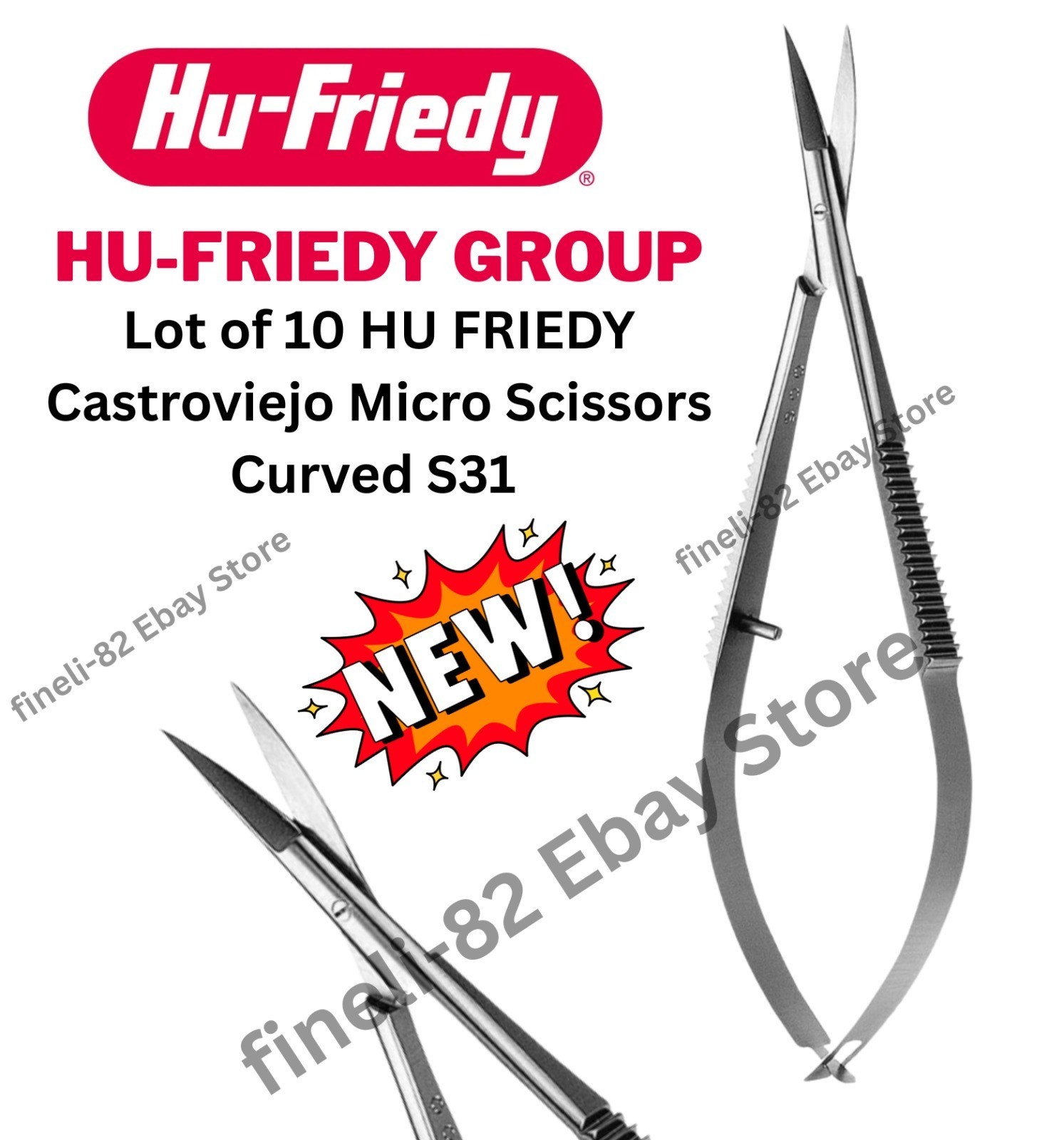 Lot of 10 HU FRIEDY Castroviejo Micro Scissors Curved S31 Brand New
