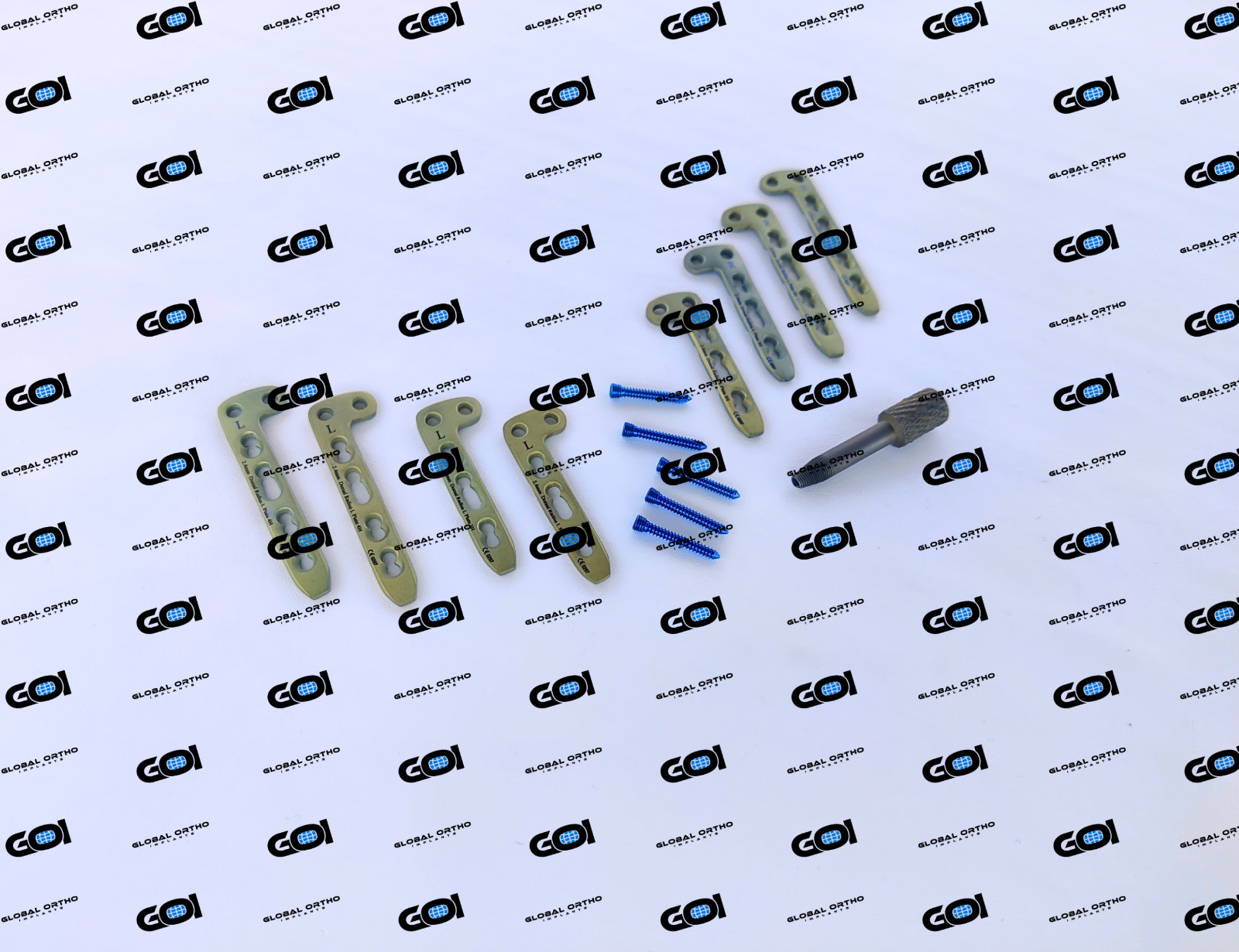 43 Pc Titanium Ti-6Al-4V L-Shape Locking Plate 2.4mm 20° 4-6 Hole w/ Screws Set