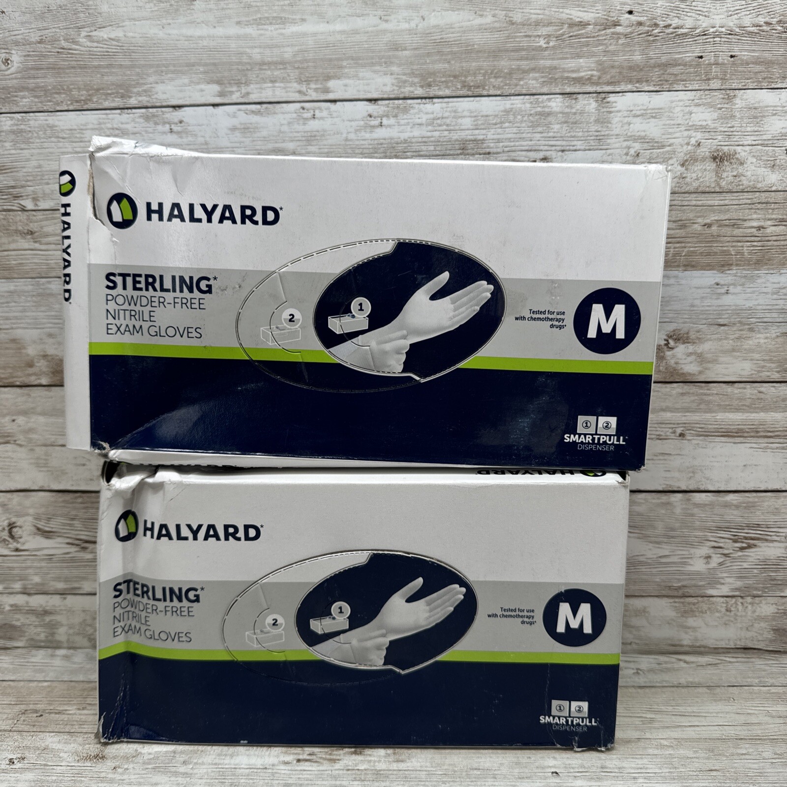 Halyard Sterling Nitrile PowderFree Exam Gloves 2 DENTED Boxes Size M Exp 10/25+