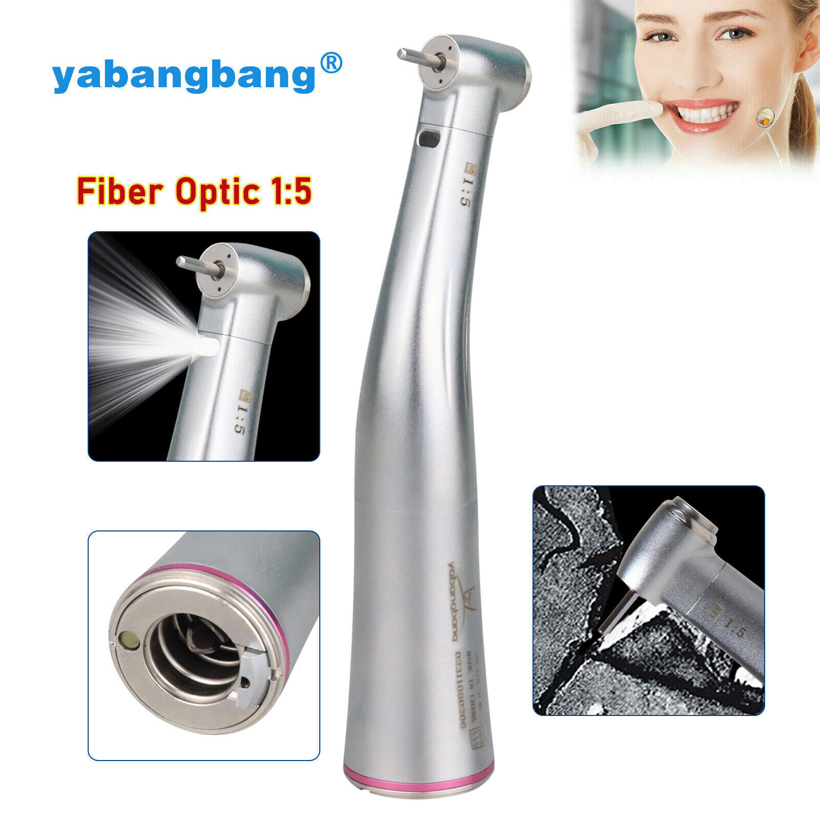 Dental 1:5/ 1:4.2/ 20:1/ 1:1 LED Fiber Optic Contra Angle fit NSK Electric Qa