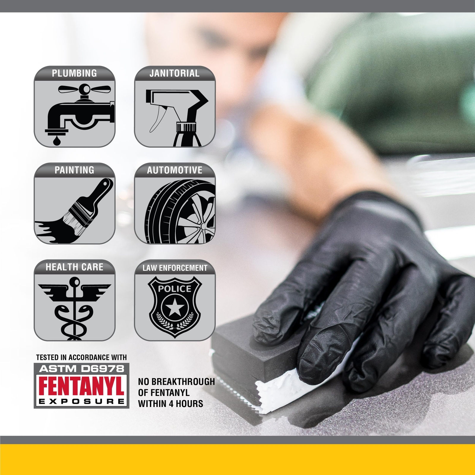 7 Mil Black Nitrile Gloves 100 Count Durable Powder Free Disposable Safety Gl…