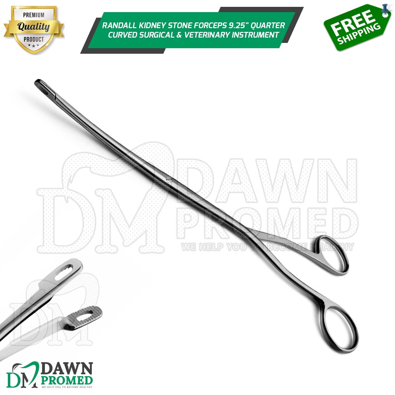 Randall Kidney Stone Forceps 9.25″ Quarter Curved Surgical Instrument German Gr