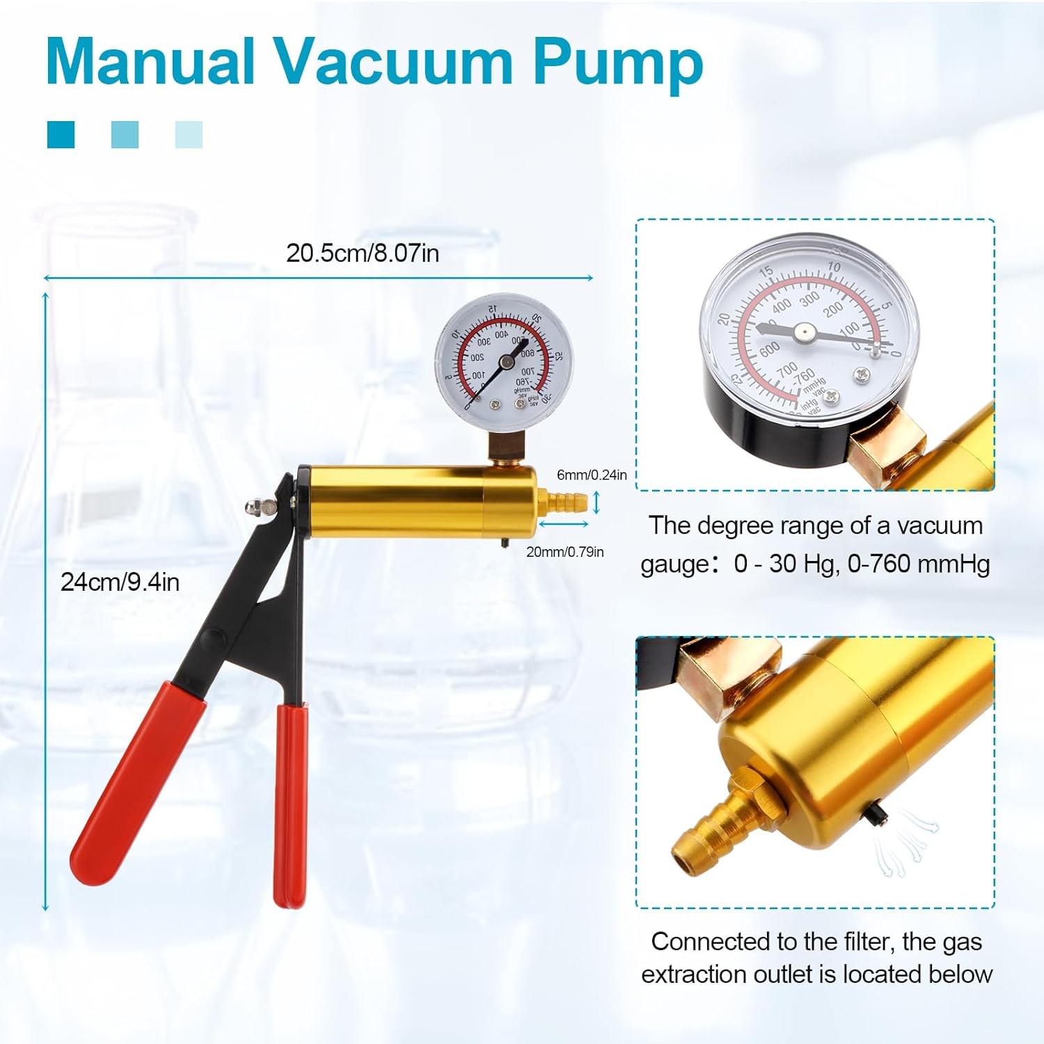 500/1000ml Buchner Lab Funnel Filtering Vacuum filter flask Hand Pump Optional