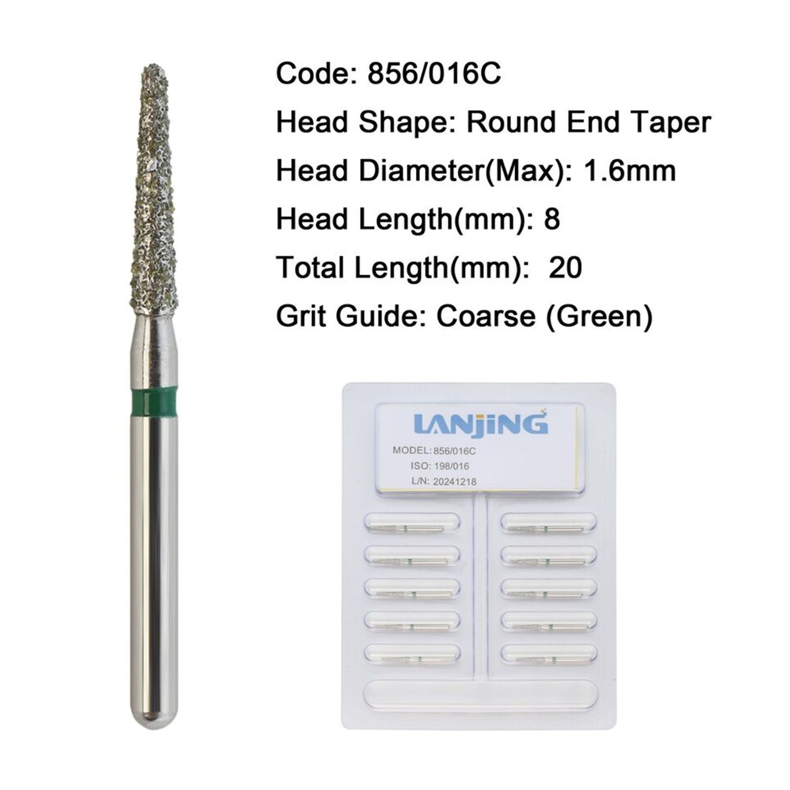 Dental Diamond Burs FG Round End Taper Egg Football Pear for High Speed 330 856