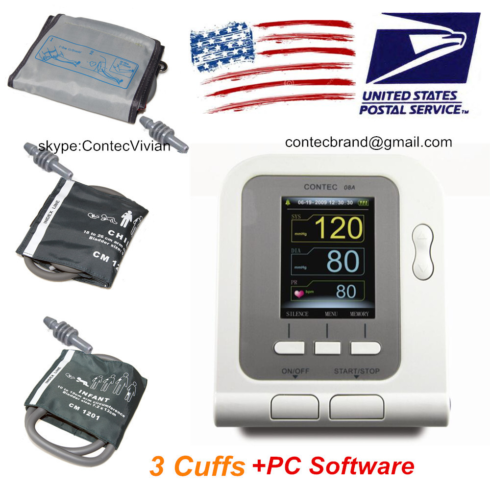 CONTEC08A Digital Arm Blood Pressure Monitor 3 cuffs Adult/Child/Pediatric+PC SW