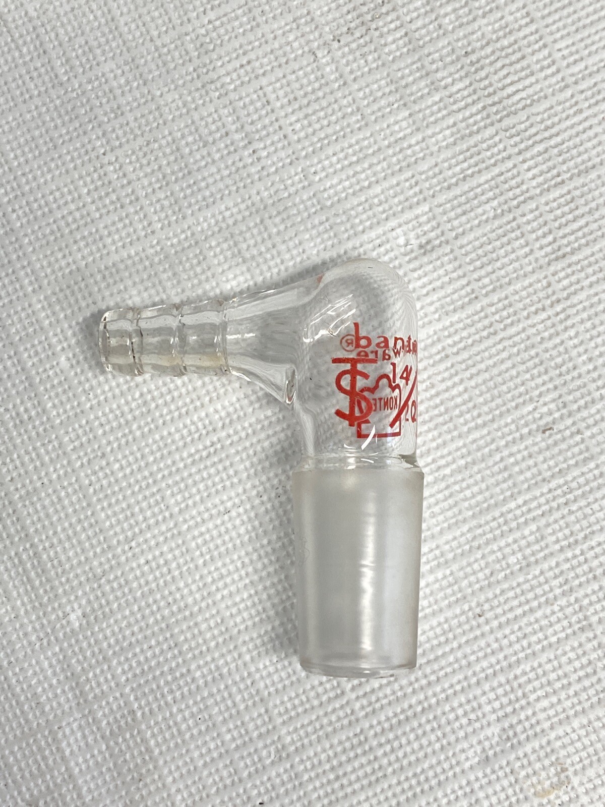 KONTES Bantam-Ware Glass 14/20 Joint 90° Vacuum Inlet Adapter 8.4mm HB