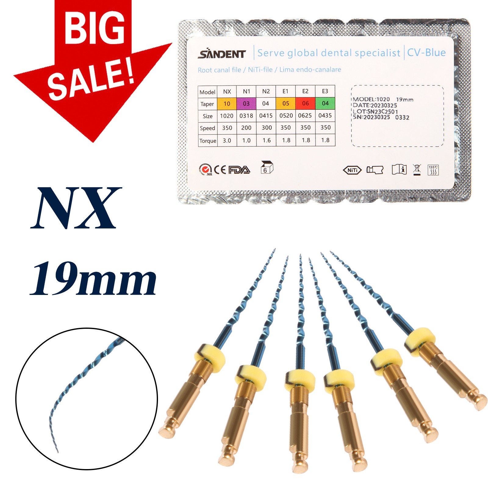 6X Dental Endodontic Rotary Files Endo Root Canal File X-Pro Taper Files 19mm NX