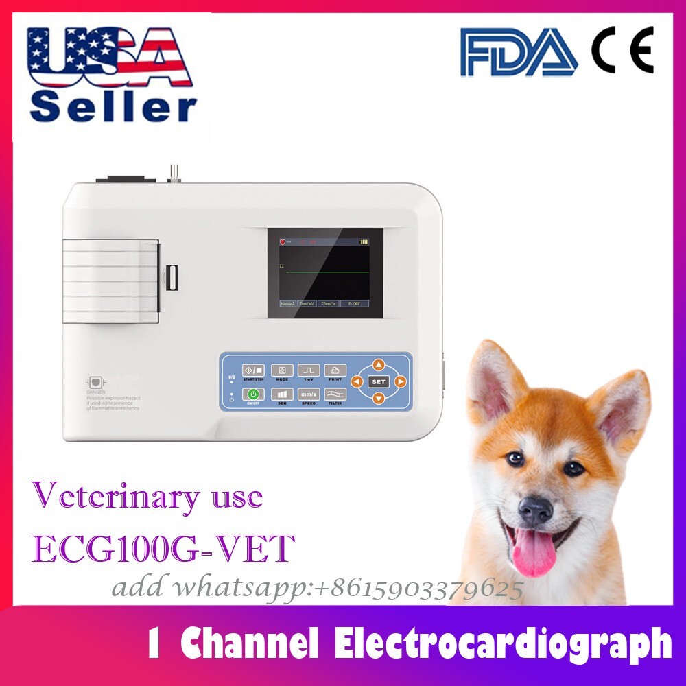 ECG100G-VET 12 Lead 1 Channel Electrocardiograph ECG EKG Veterinary Animal Use