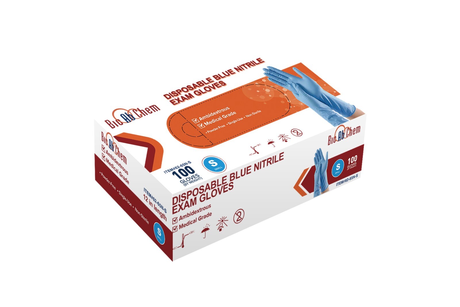Nitrile Exam Small Glove w/extended cuff 6.5mil,Ambidextrous,Medical Grade-1000