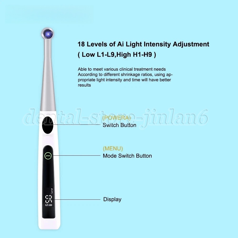 Dental Cordless 1S LED Light Cure Lamp Metal Head LED Curing Light 360° 4 Modes