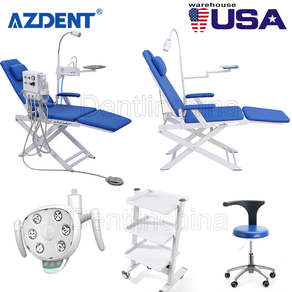 Dental Folding Examination Chair LED Oral Lamp /Air Turbine Unit/ Dentist’ Stool