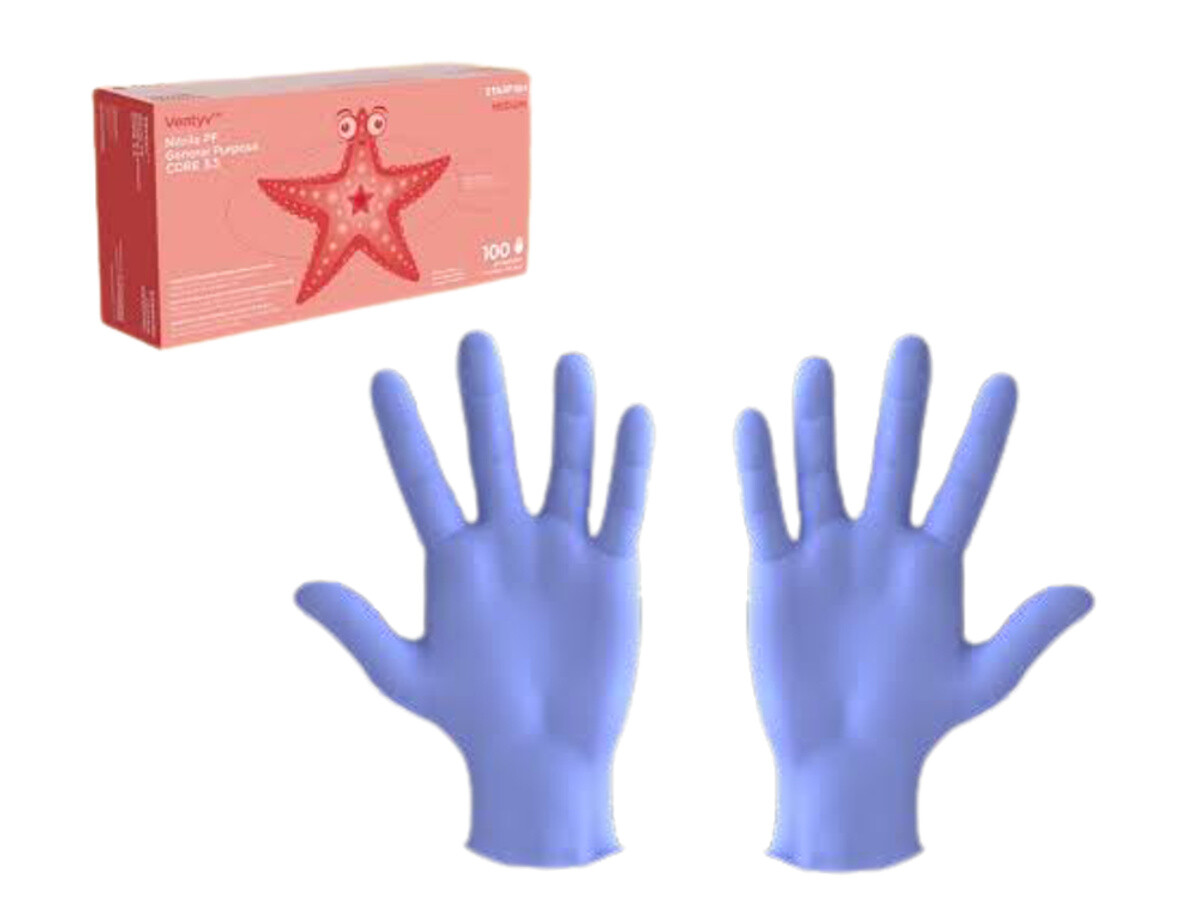100 Count✔ Blue Nitrile Gloves, Size: Medium or Large or Xlarge