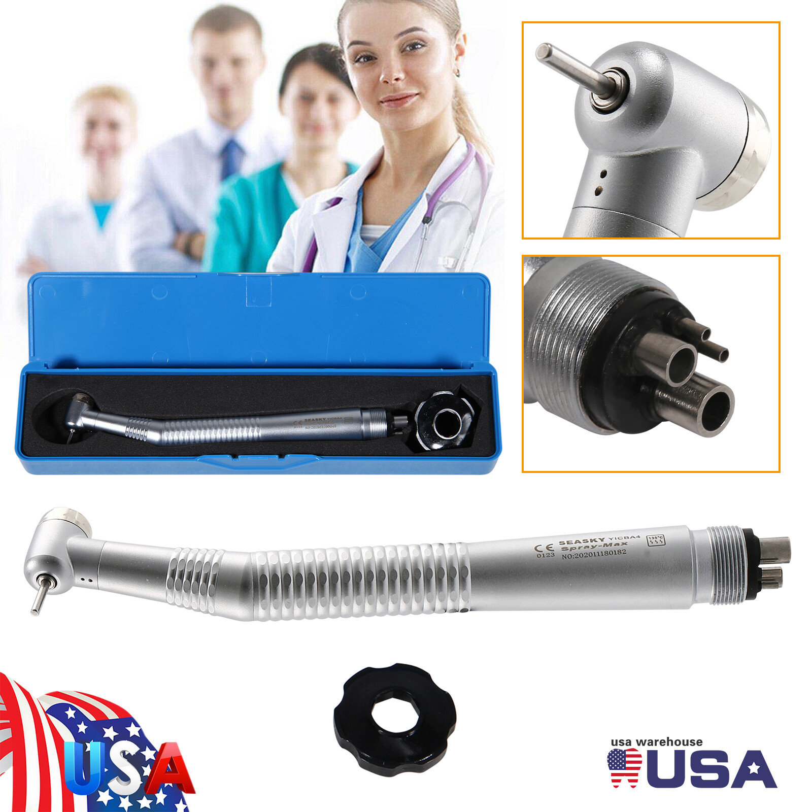 Dental High Speed Handpiece Push Button Standard Head 4H Turbina US