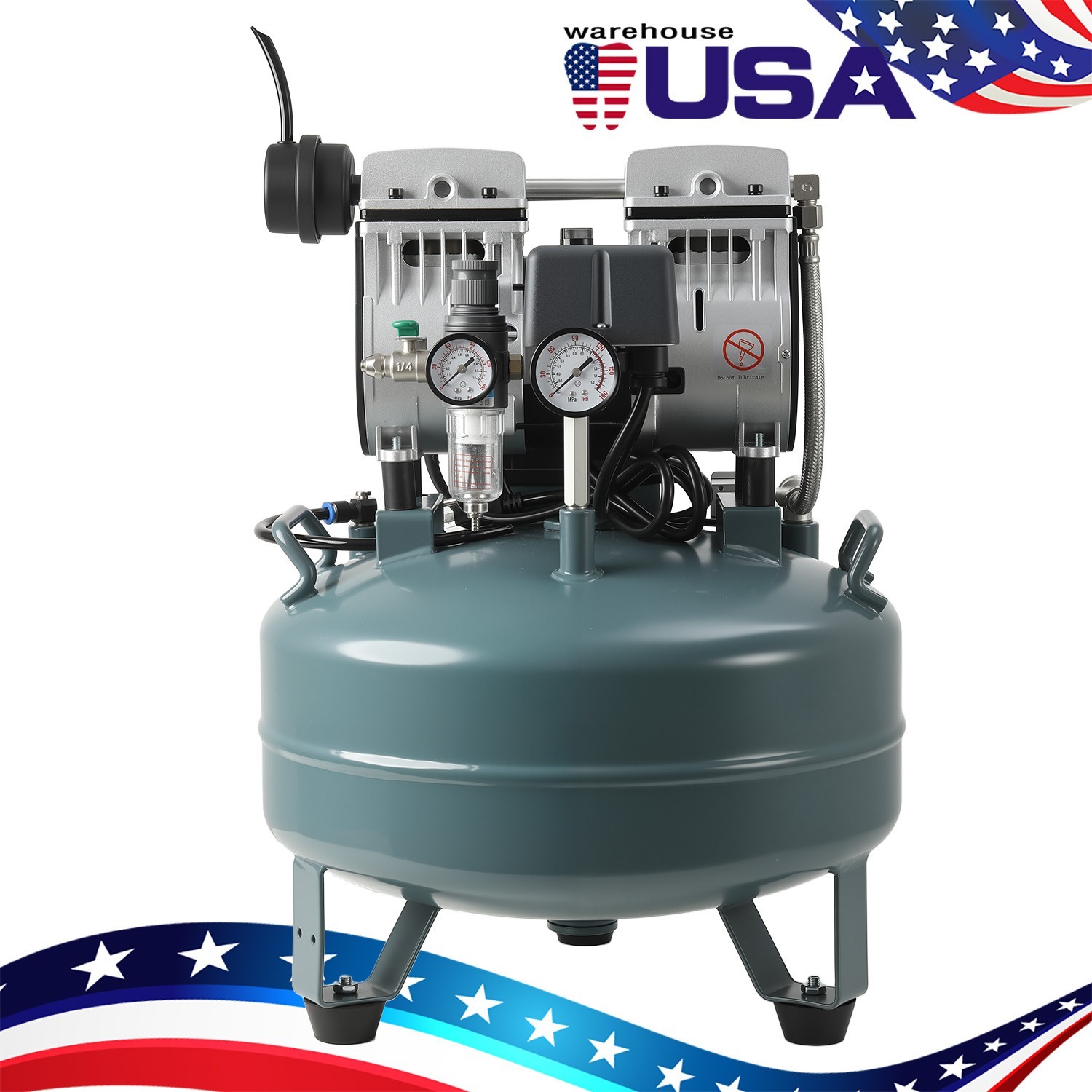 Dental Unit Chair DC Motor Computer Controlled /Oil-Free Air Compressor 24/40L