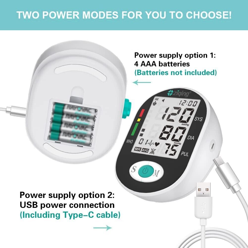 ziqing Blood Pressure Monitor Arm BP Large Cuff Pulse Meter Machine & Voice