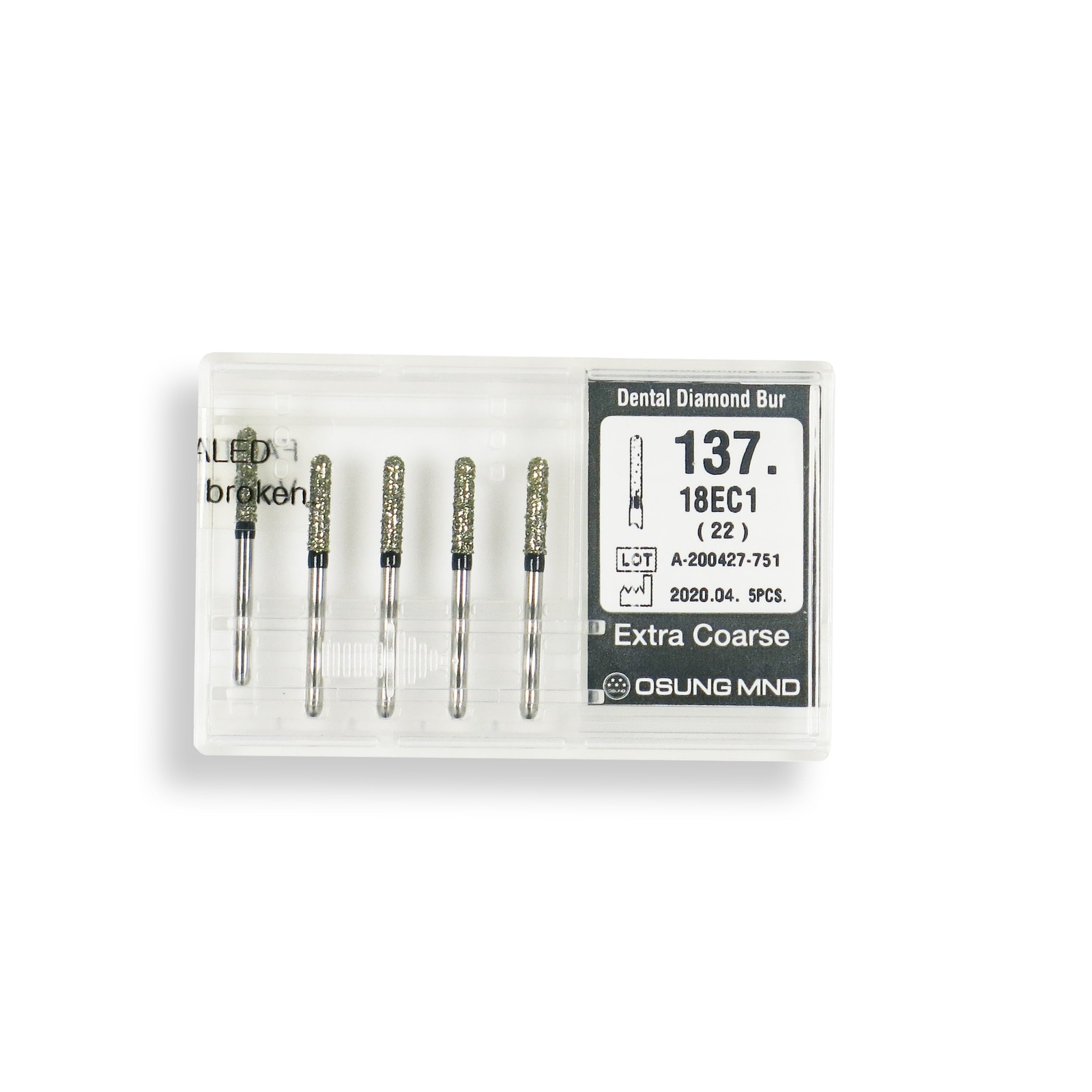 Cylindrical Hemispherical End 1.8mm Dia Xtra Coarse Diamond Bur 5/PK |1803-18EC1