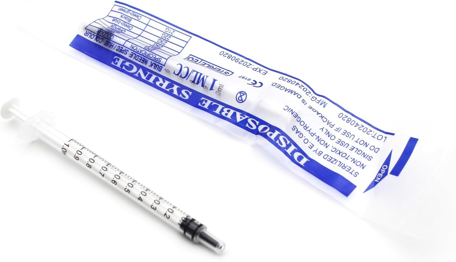 Syringes-1mL Luer Slip Tip Syringes, Sterile, Individually Wrapped, 100 Pcs P…