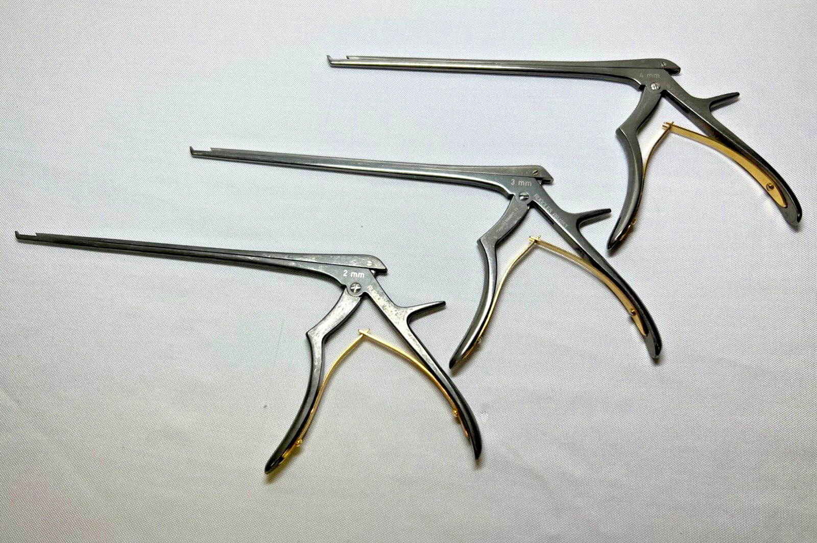 Set of 3 Ruggles RB4882 RB4853 RB4854 2-4mm x 40° Up x 8″ Kerrison Rongeurs