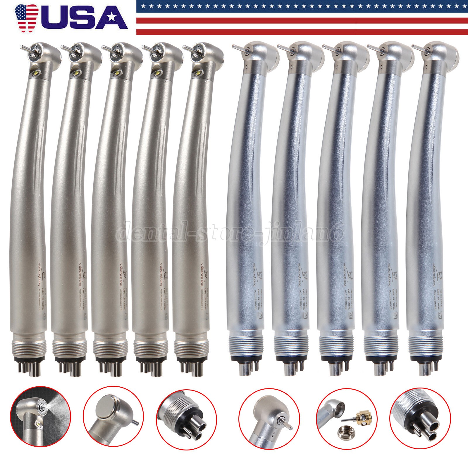 1-5*Dental E-generator LED /Without LED High Speed Handpiece Standard Head 4Hole