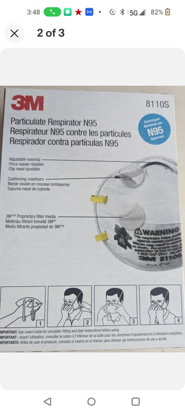 3M 8110S, Small Dust Masks, N95 Particulate Respirators, Pack of 20 EXP 05/2025