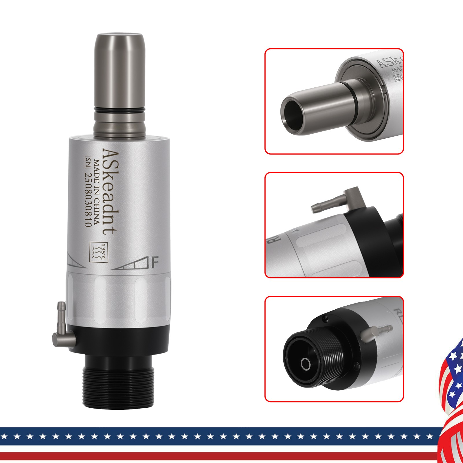 FX Style Dental E-type Air Motor Handpiece 2 Hole Connector Low Slow Speed ASK