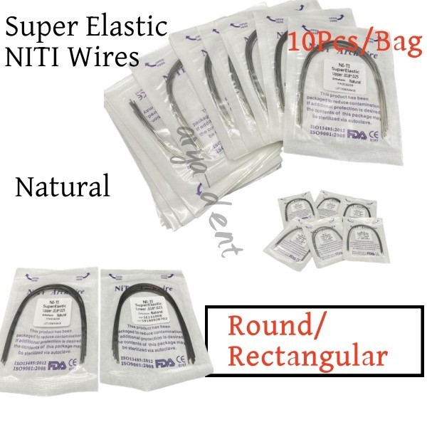 Dental Ortho Niti Super Elastic Arch Wires Round Rectangular Natural Form