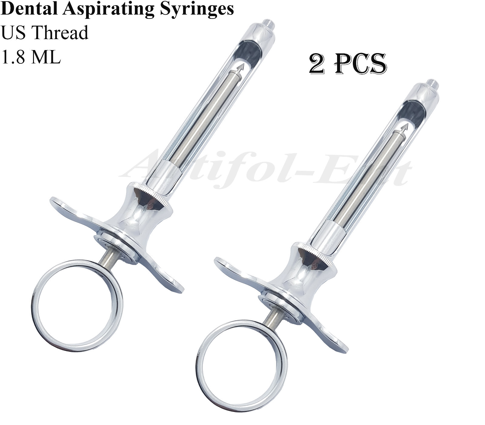 Dental Aspirating Anesthetic Syringe 1.8 ML/CC Premium Grade Material 2 Pcs