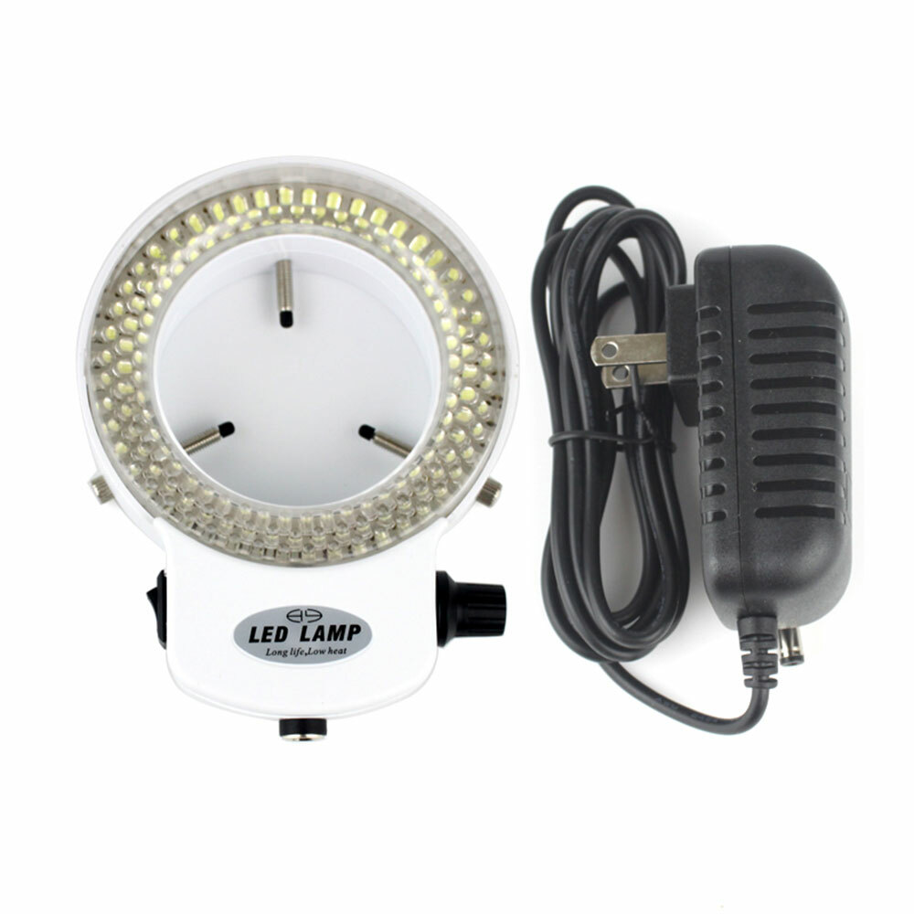 144 LED Bulbs Microscope Ring Light Illuminator Adjustable Power Lamp US Plug