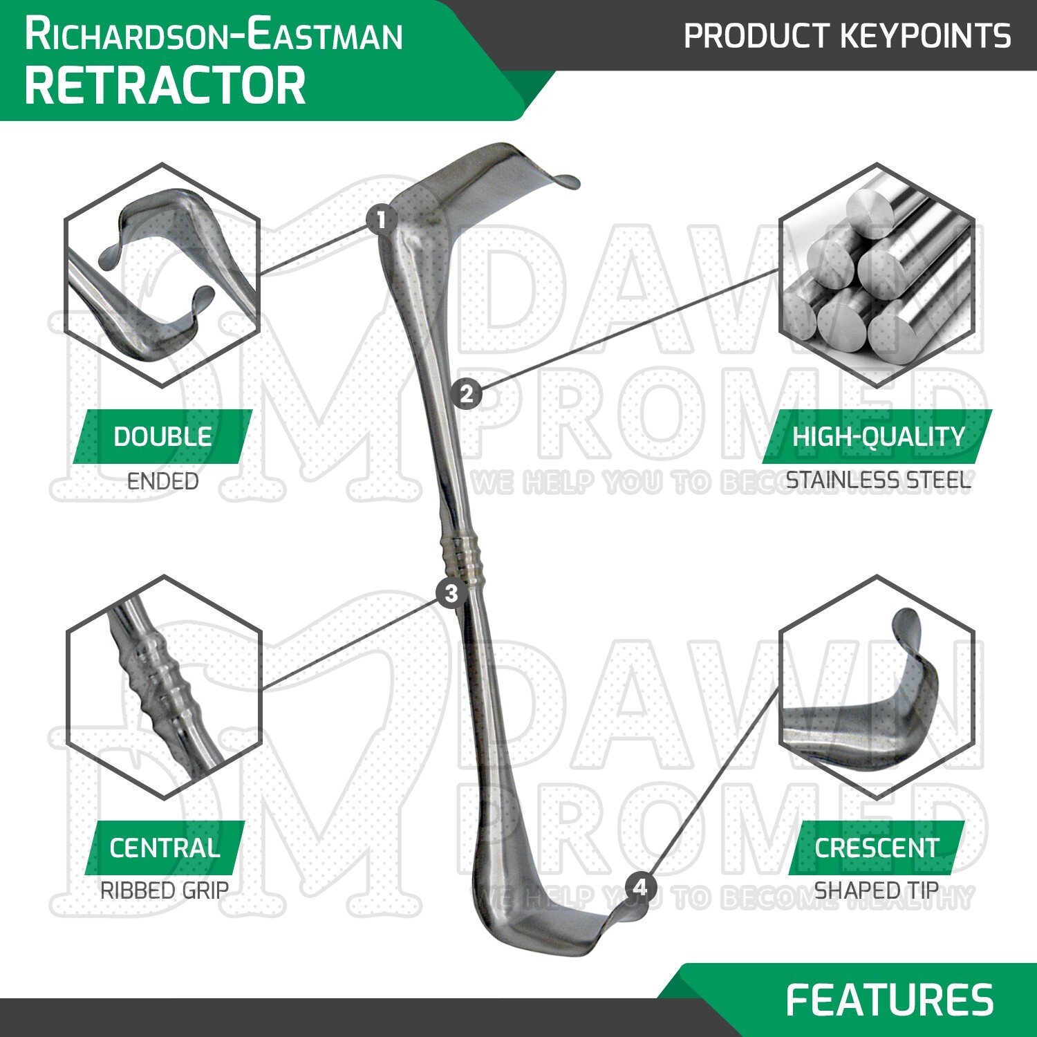 2 Pcs Richardson-Eastman Retractor Small & Large Double Ended Surgical Vet Set