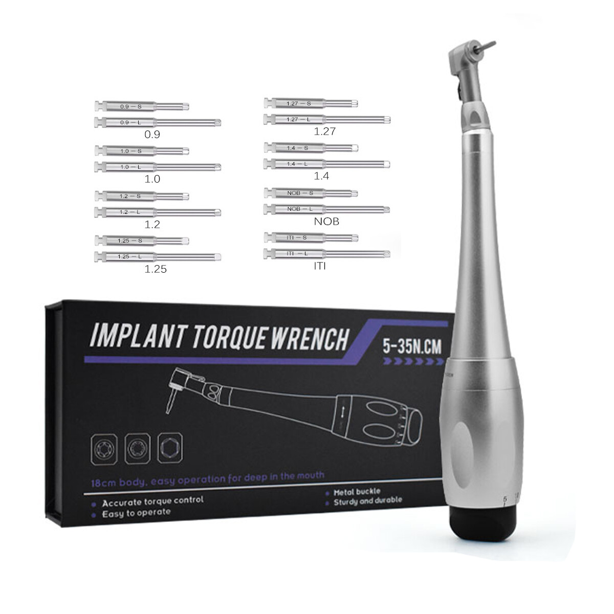 Dental Universal Implant Kit Torque Wrench Contra Angle Handpiece & 16 Drivers
