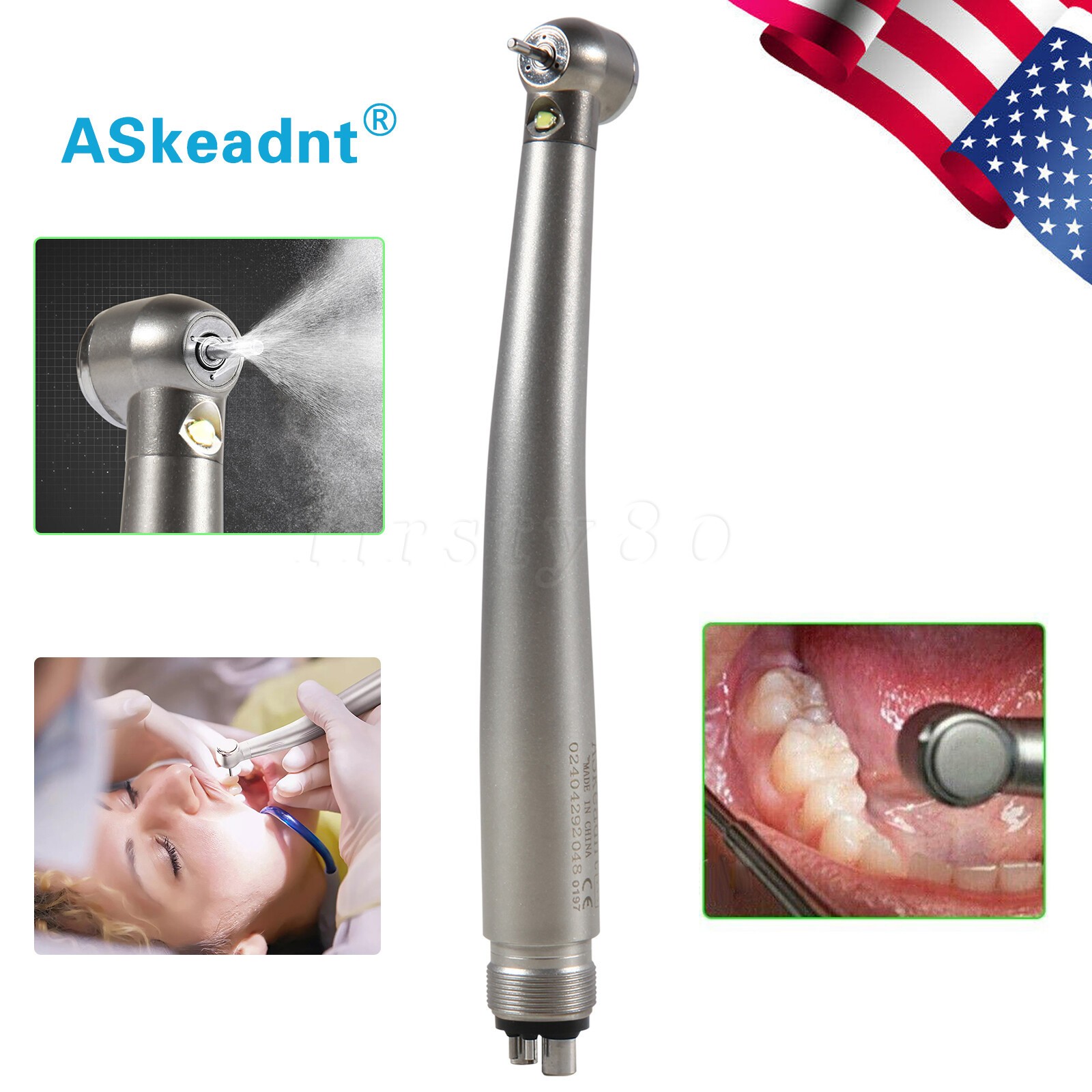 NSK Style Dental LED Fiber Optic E-generator High Speed Handpiece Turbine 4 Hole