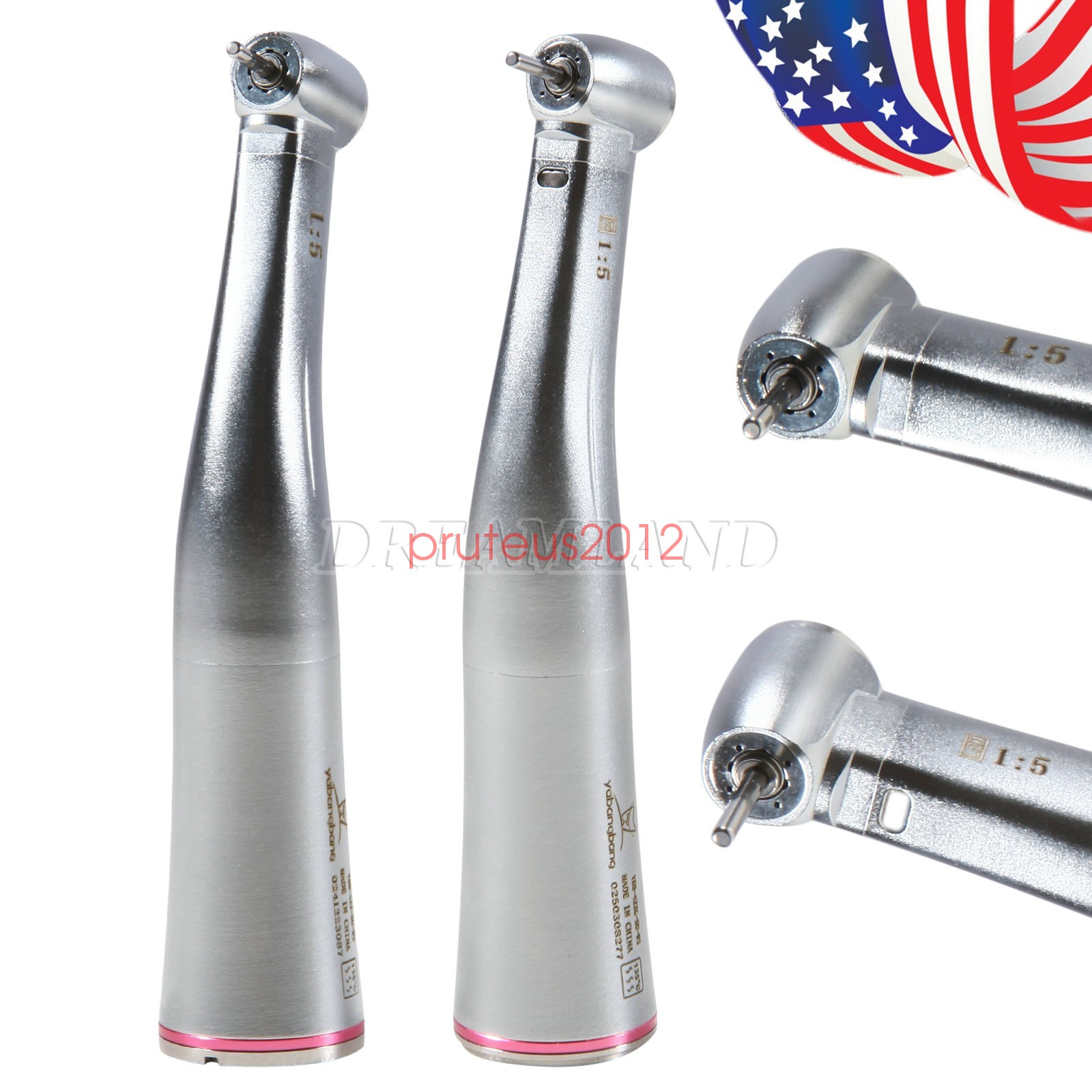 Dental 1:5 Increasing LED Contra Angle Handpiece Spray Ceramic Bearing