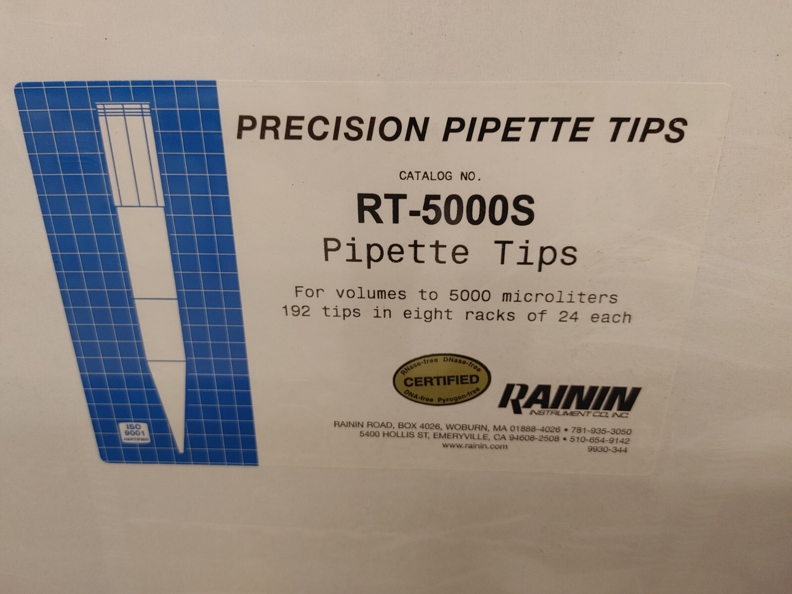 Rainin Precision Pipette Tips RT-5000S 192 Count