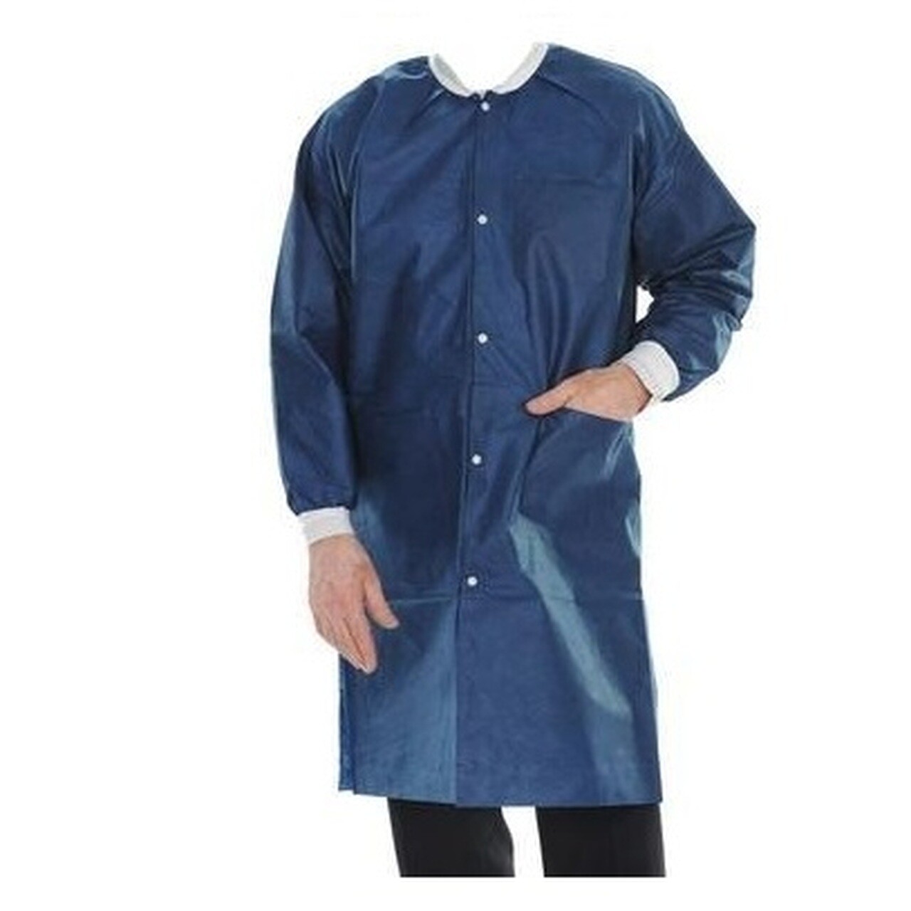 VALUMAX EXTRA SAFE LAB COAT TRUE BLUE MEDIUM 10/PK KNEE LENGTH