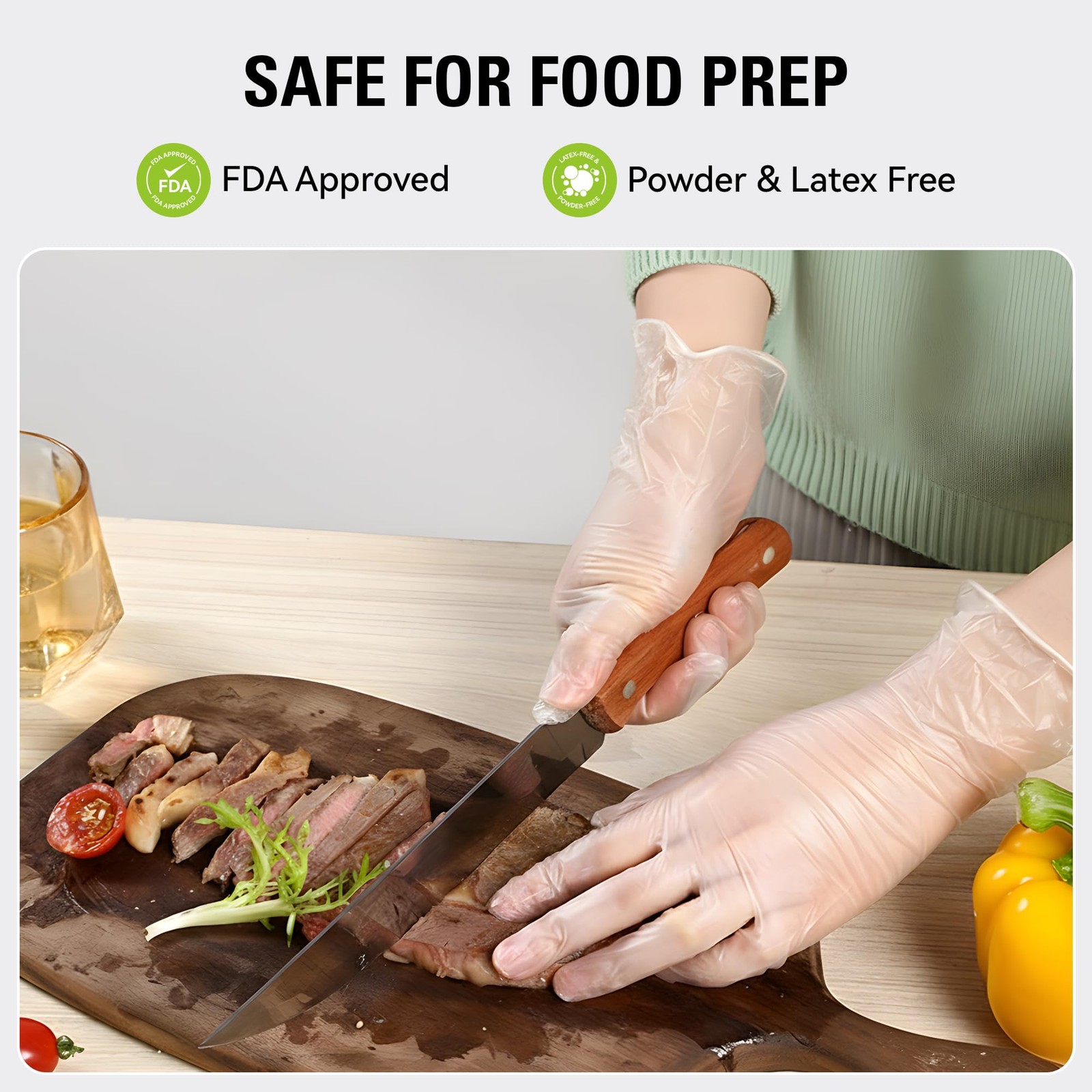 Swiftlite Disposable Vinyl Gloves Food Safe Latex-Free Powder-Free Clear