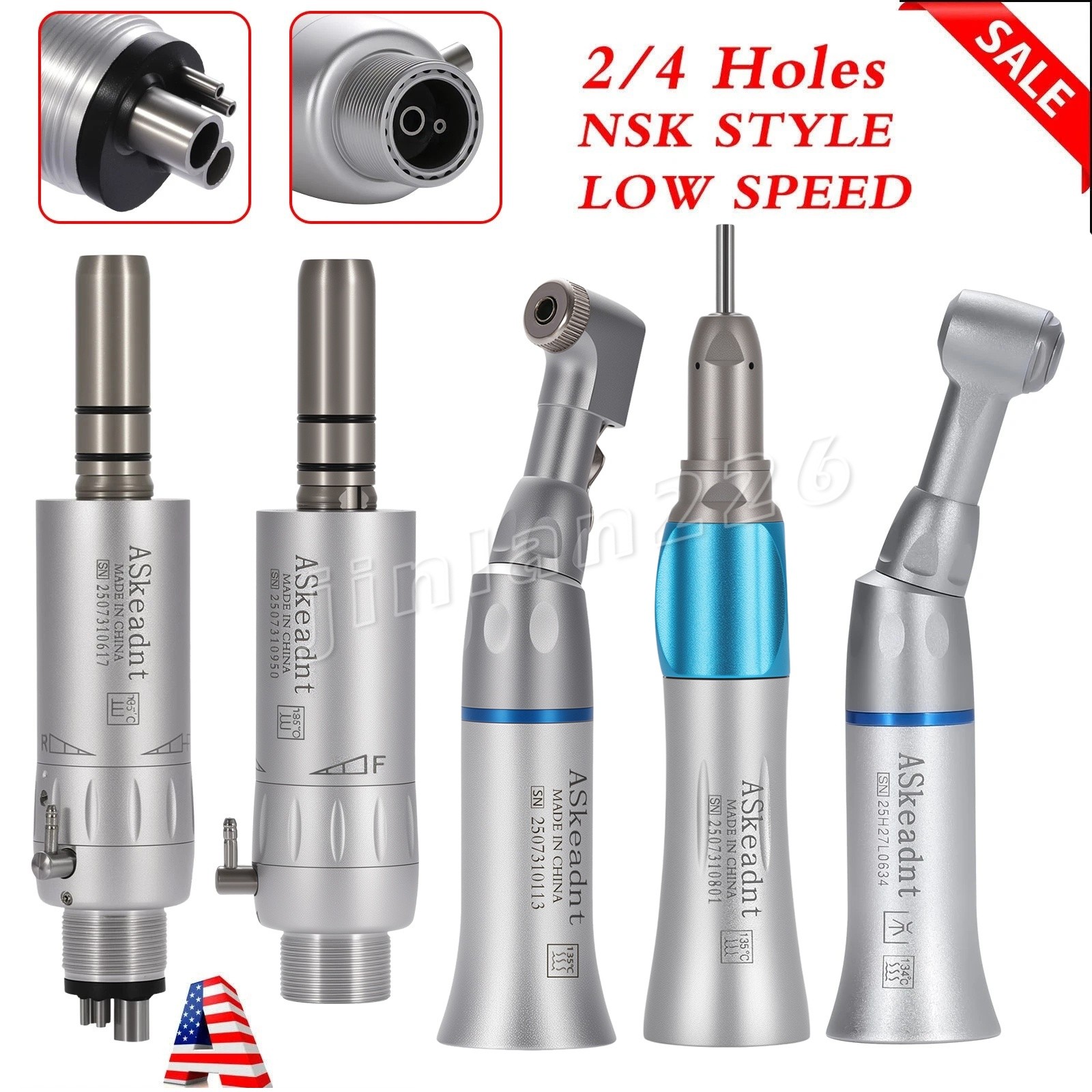 NSK Style Dental Slow Low Speed Handpiece Straight Contra Angle Air Motor 4/2H