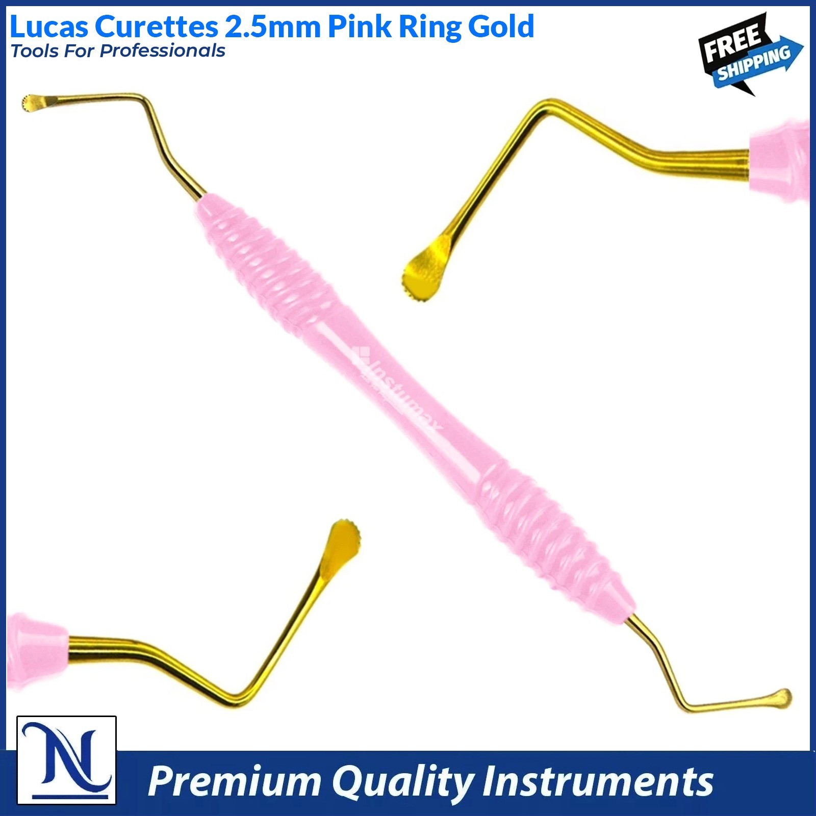 Lucas Curettes 2.5mm Gold Pink Dental Surgical Bone Curette