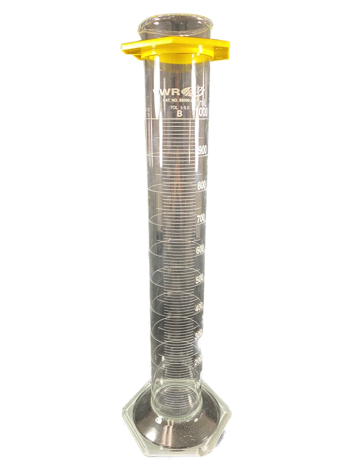 VWR Glass 1000mL White Color Scale TD Class B Graduated Cylinder 89000-276