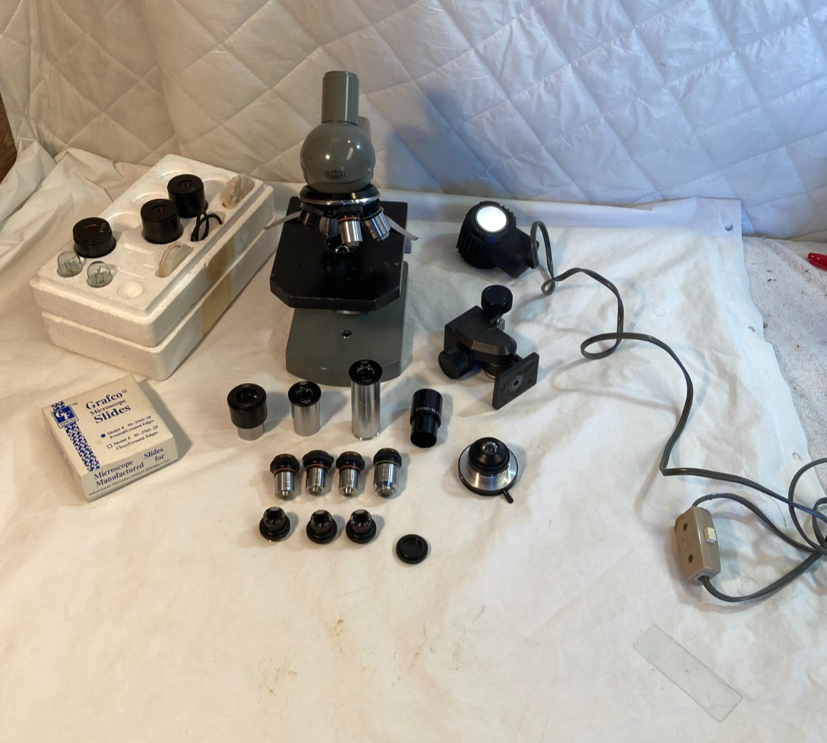 Olympus Binocular Microscope Model K + (Large Kit 20pc) Made in Japan