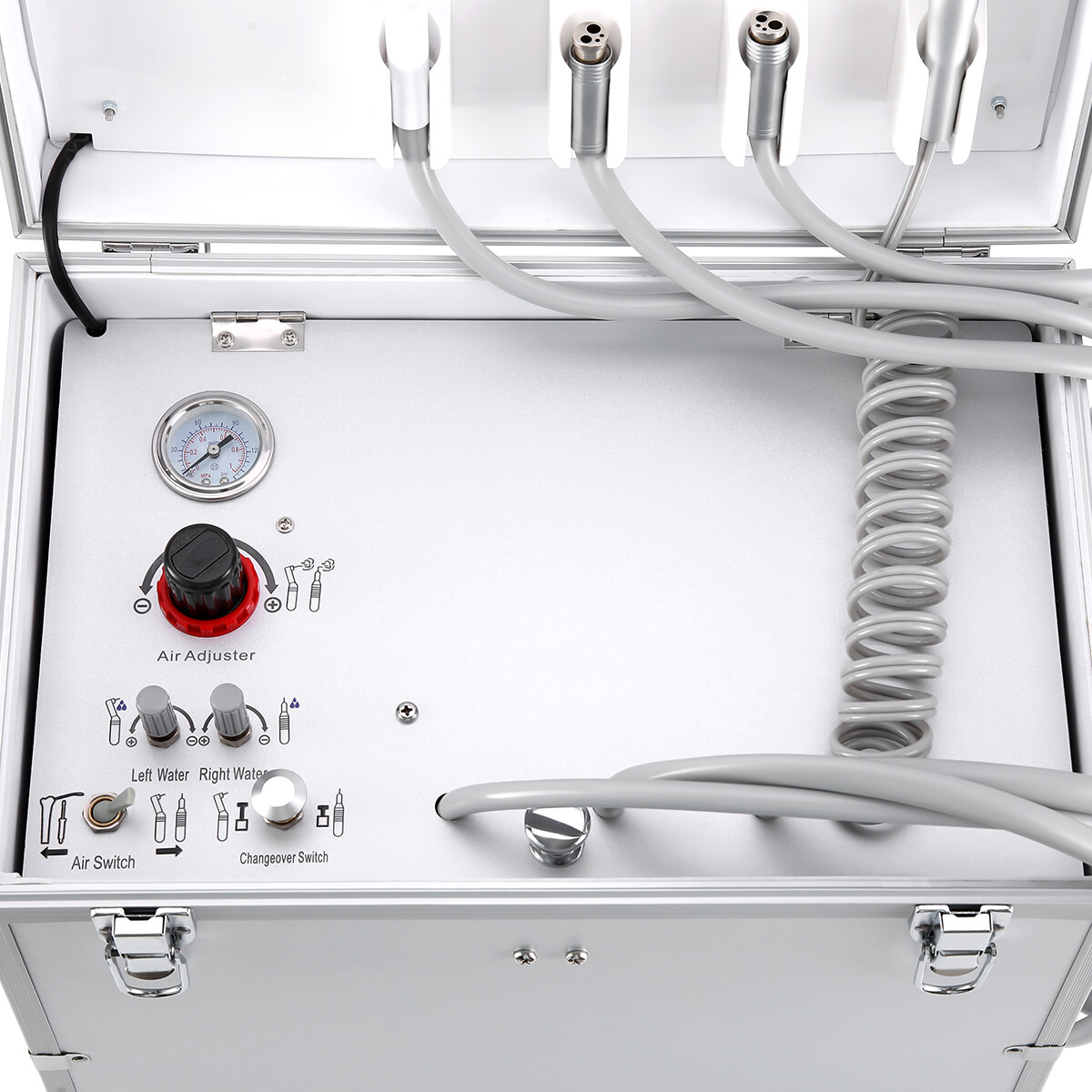 Portable Dental Delivery Unit Rolling Case Suction Air Compressor 4hole / Cart