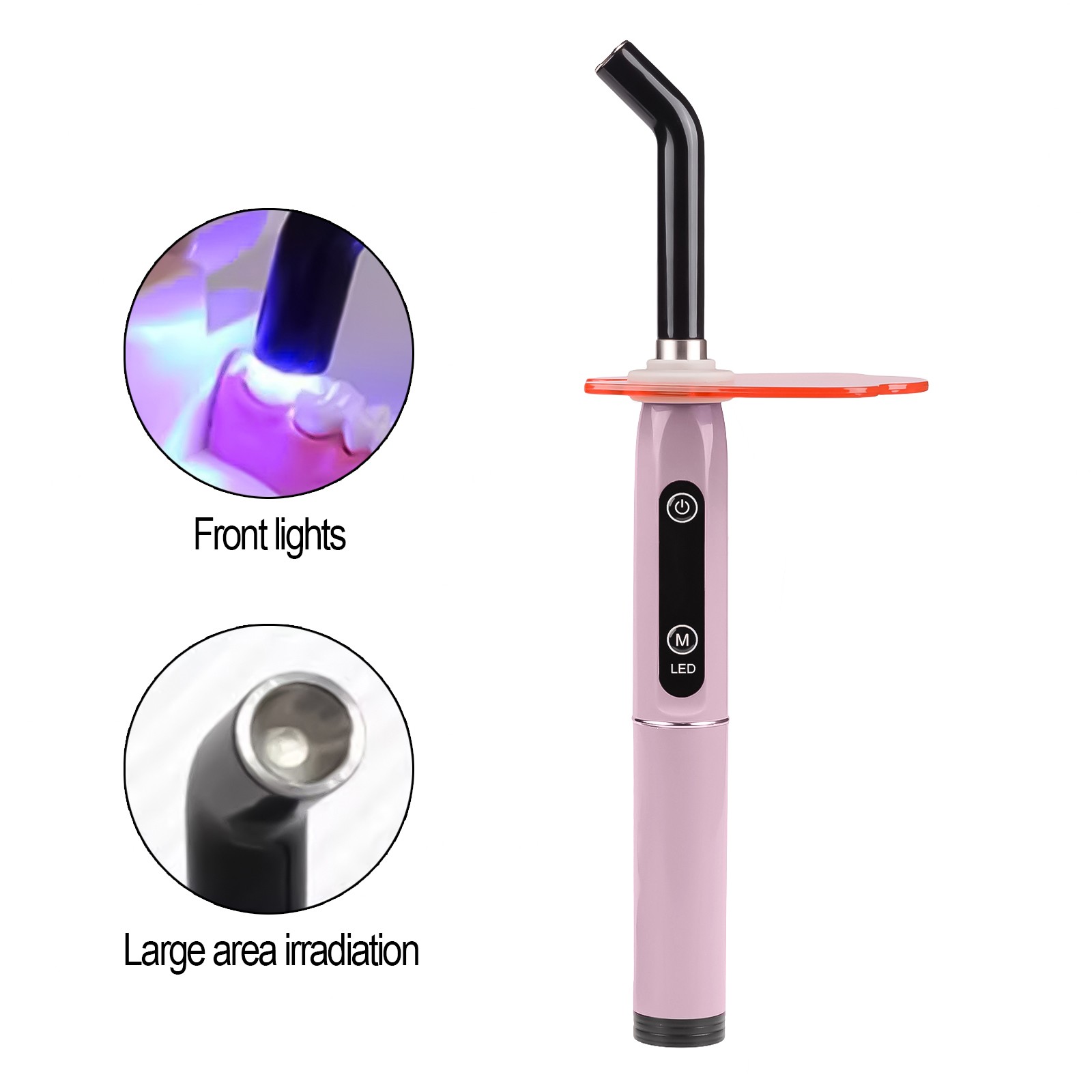 5W Dental High Power Wireless Curing Light 800-2400mw/cm2 Resin LY-A180C Pink US