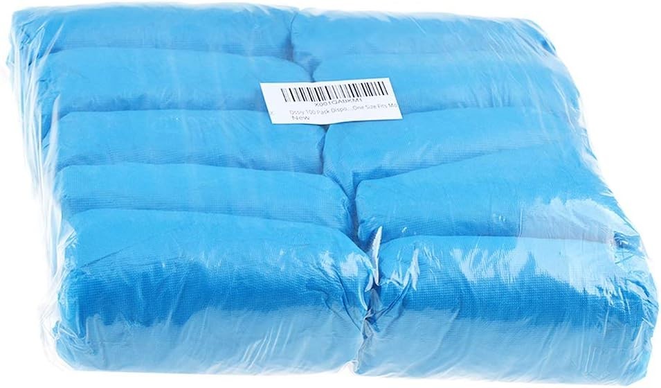 100 Pack Disposable Waterproof Shoe Covers Blue Non-Slip Durable for Indoor
