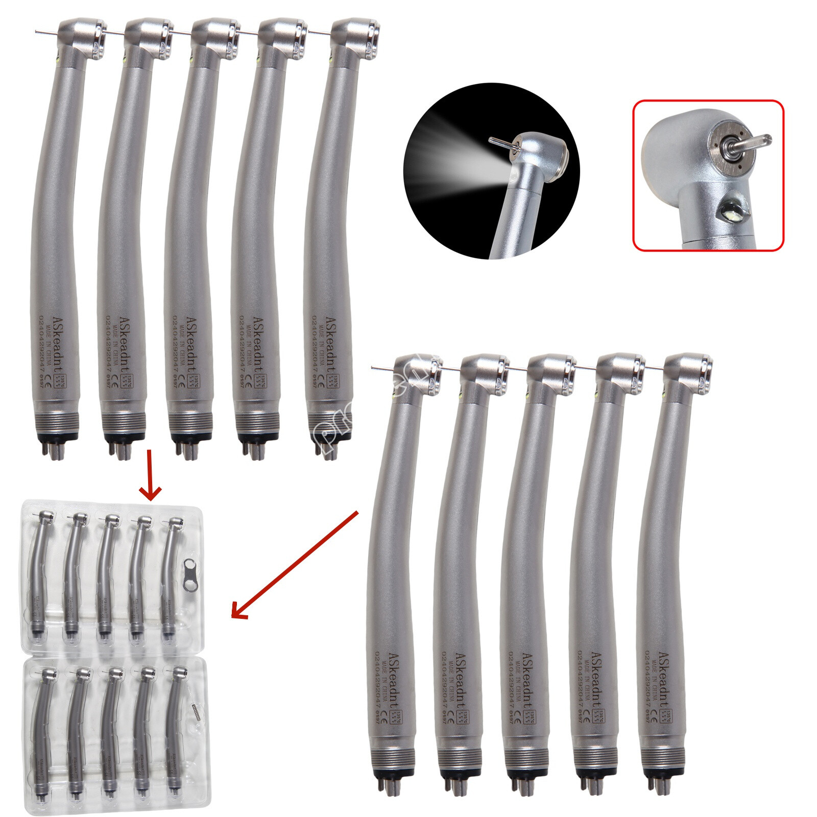 1/10 Pcs Dental Fiber Optic LED E-generator High Speed Handpiece 4 H For Kavo to