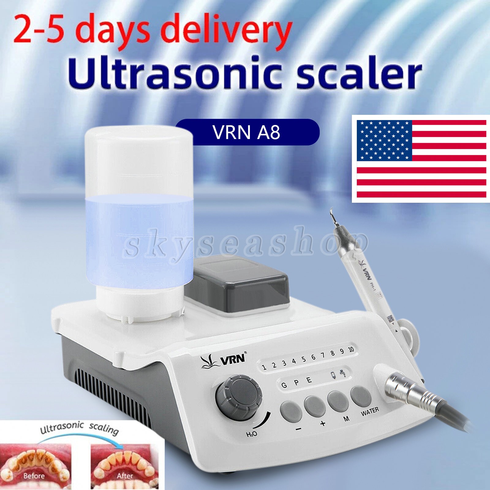 Dental Ultrasonic Scaler & LED Detachable Handpiece Auto Water Supply USA STOCK