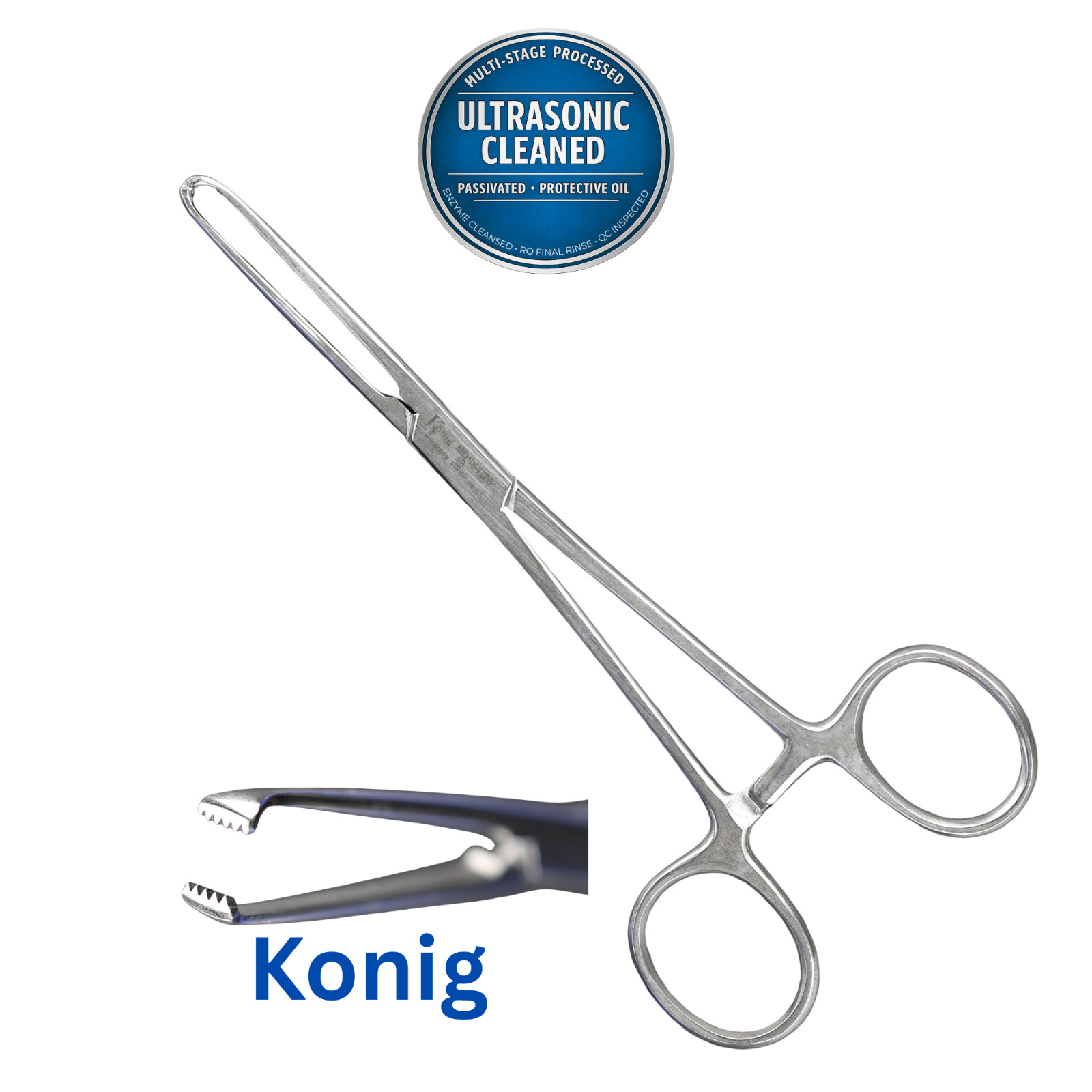 Konig MDS6412015 Allis Tissue Forceps, 5×6 Teeth, 7mm Wide Jaw, Straight, 6-1/8″