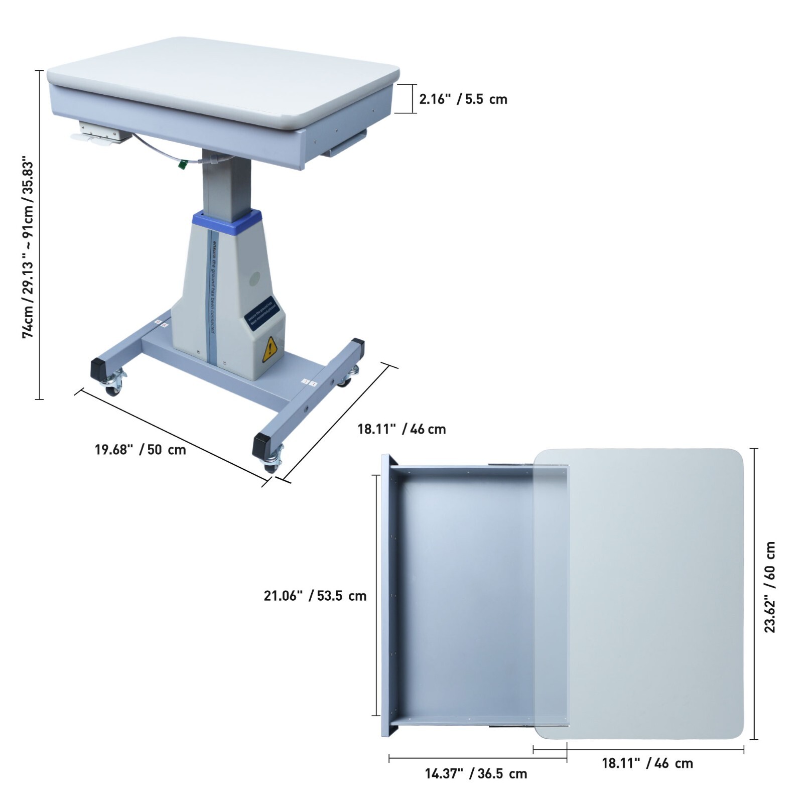 UCanSee Optometry Lift Electric Fluctuating Table, 23.62in x 18.11in Tabletop