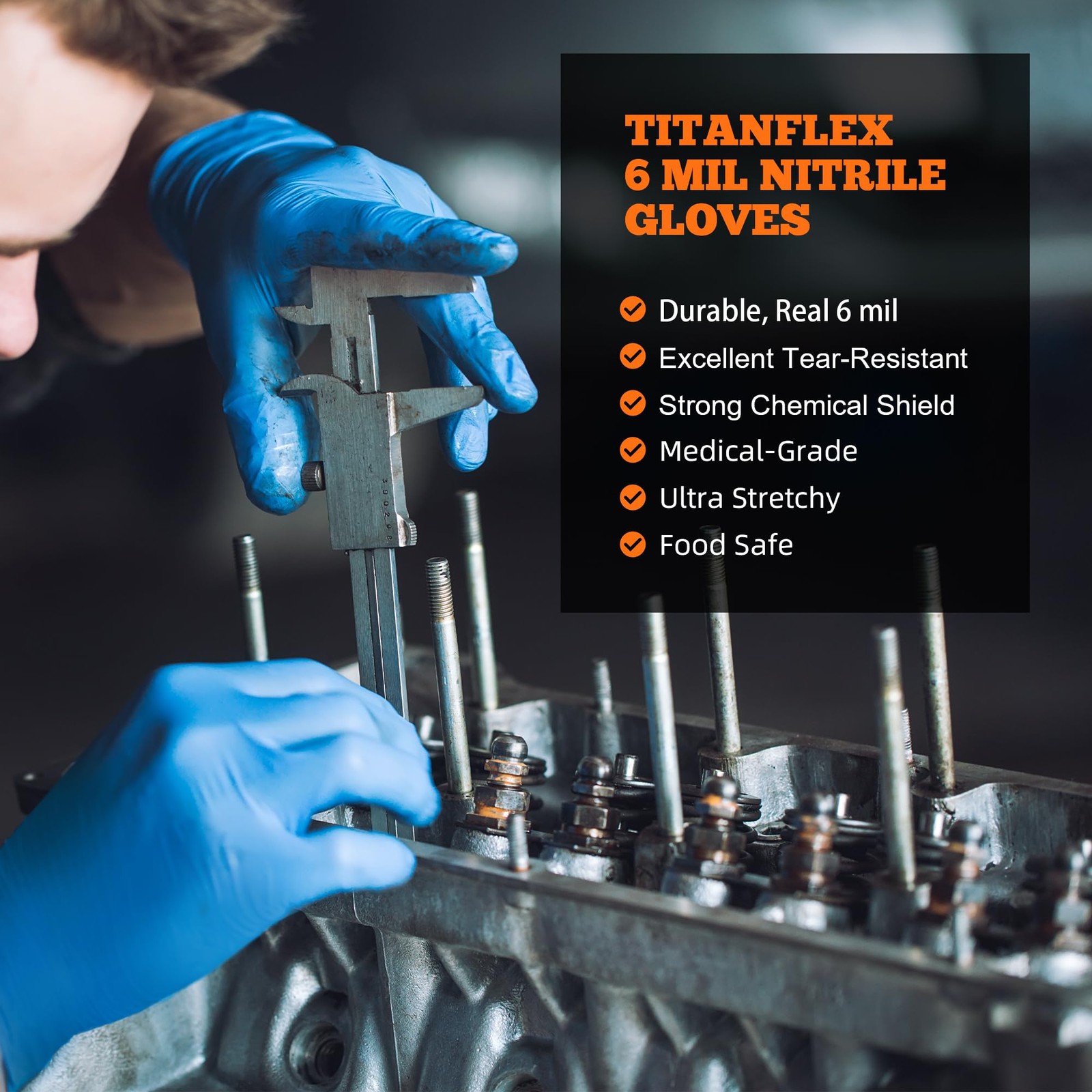Nitrile Exam Gloves, Blue, 6-mil, XL, Box of 100, Heavy Duty Nitrile Gloves D…